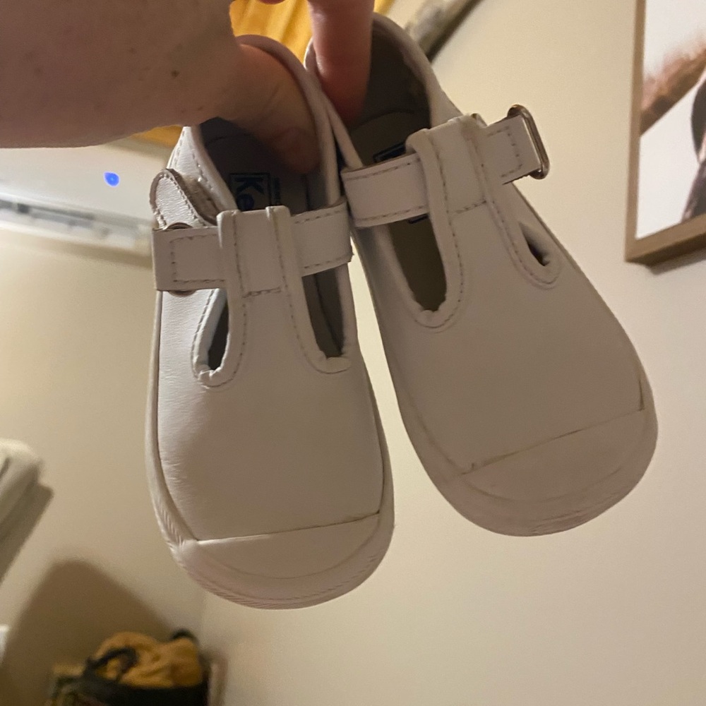 Keds White Leather T-Strap Shoes
